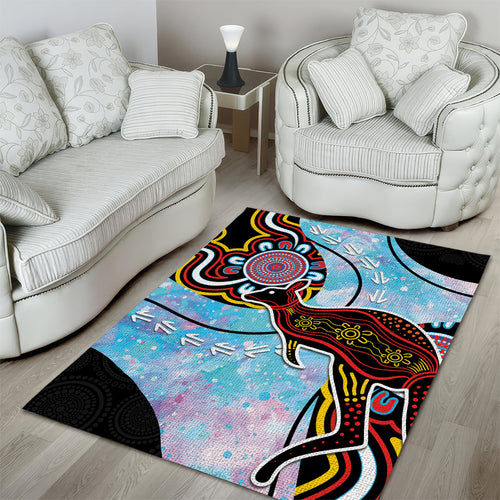 Australia Opal Area Rug Aussie Kangaroo Aboriginal Art