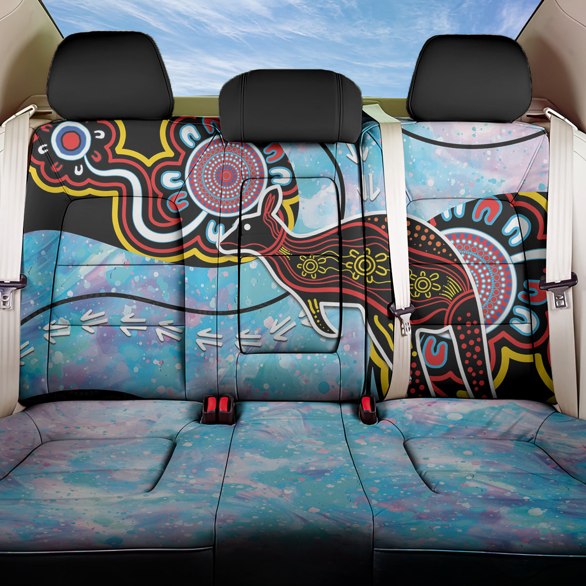Australia Opal Back Car Seat Cover Aussie Kangaroo Aboriginal Art