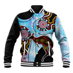 Australia Opal Baseball Jacket Aussie Kangaroo Aboriginal Art