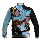 Australia Opal Baseball Jacket Aussie Kangaroo Aboriginal Art