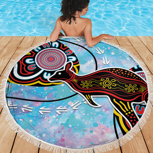 Australia Opal Beach Blanket Aussie Kangaroo Aboriginal Art