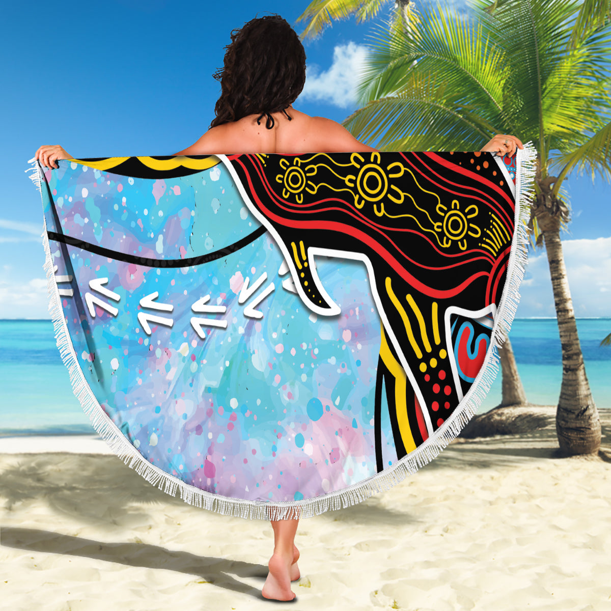 Australia Opal Beach Blanket Aussie Kangaroo Aboriginal Art