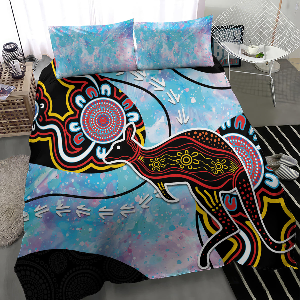 Australia Opal Bedding Set Aussie Kangaroo Aboriginal Art