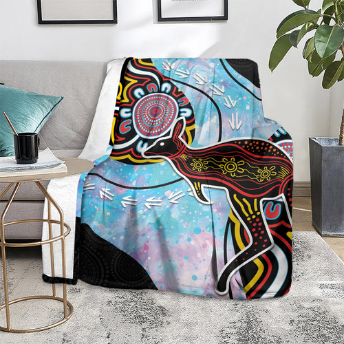 Australia Opal Blanket Aussie Kangaroo Aboriginal Art