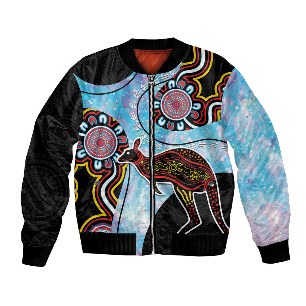 Australia Opal Bomber Jacket Aussie Kangaroo Aboriginal Art
