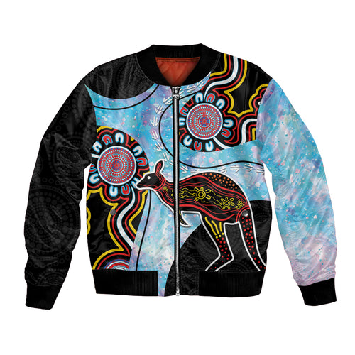 Australia Opal Bomber Jacket Aussie Kangaroo Aboriginal Art