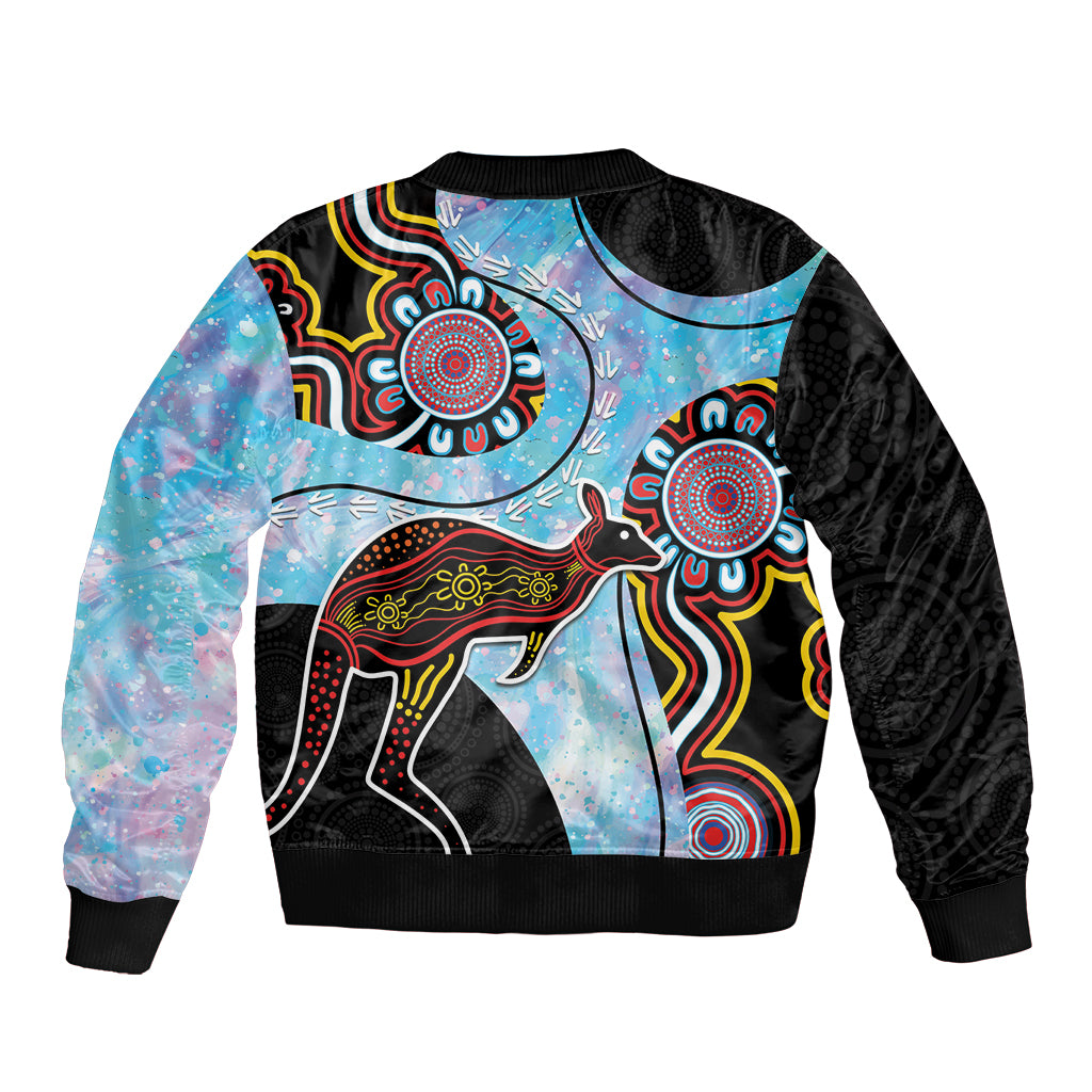 Australia Opal Bomber Jacket Aussie Kangaroo Aboriginal Art