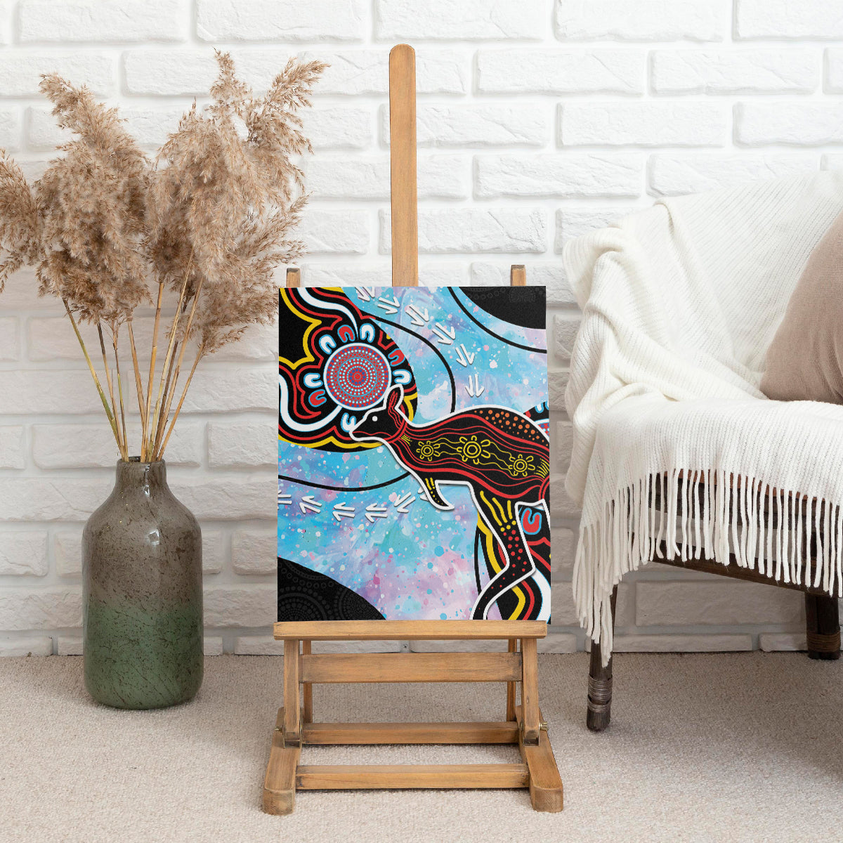 Australia Opal Canvas Wall Art Aussie Kangaroo Aboriginal Art
