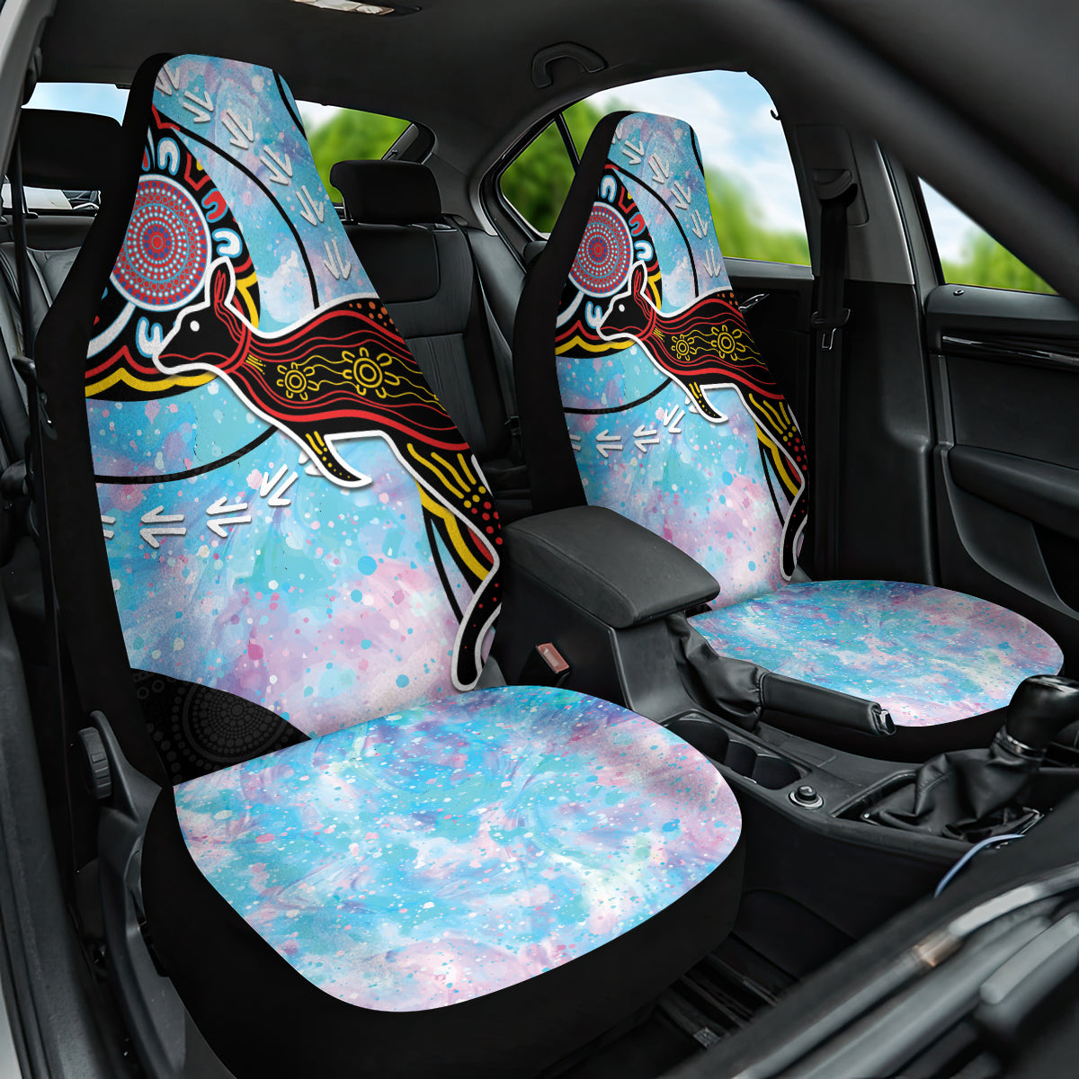 Australia Opal Car Seat Cover Aussie Kangaroo Aboriginal Art