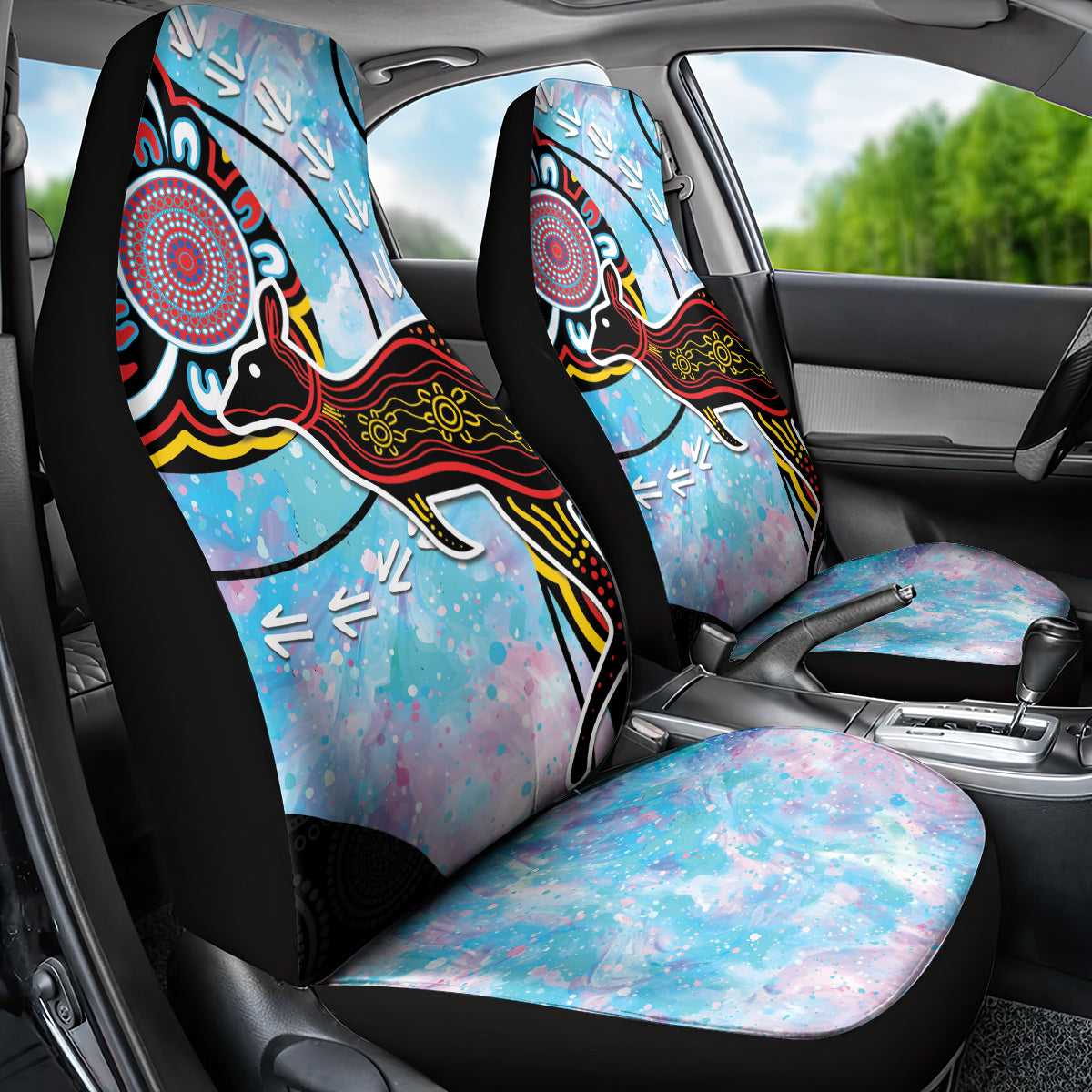 Australia Opal Car Seat Cover Aussie Kangaroo Aboriginal Art