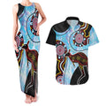 Australia Opal Couples Matching Tank Maxi Dress and Hawaiian Shirt Aussie Kangaroo Aboriginal Art