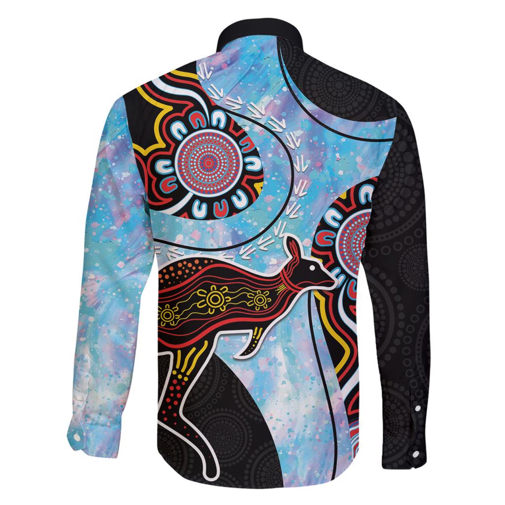 Australia Opal Family Matching Long Sleeve Bodycon Dress and Hawaiian Shirt Aussie Kangaroo Aboriginal Art