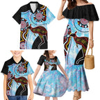 Australia Opal Family Matching Mermaid Dress and Hawaiian Shirt Aussie Kangaroo Aboriginal Art