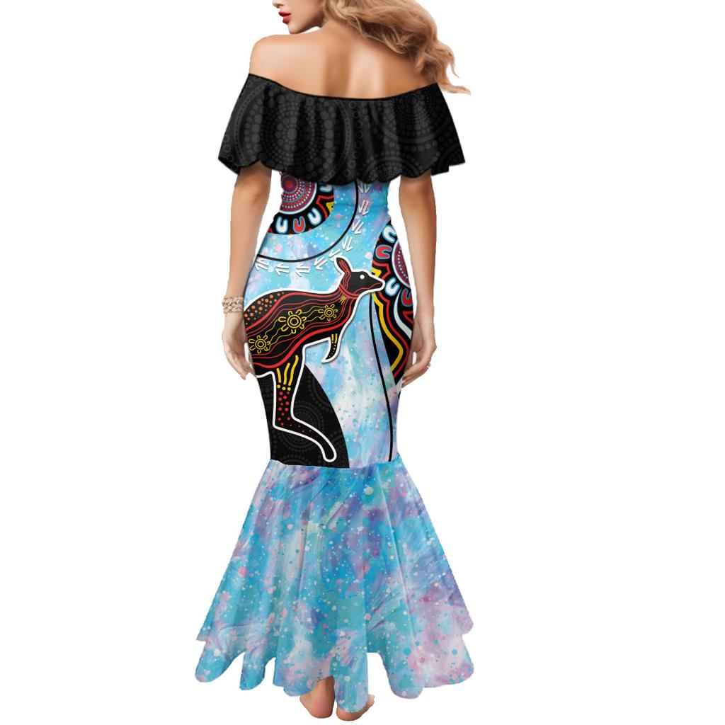 Australia Opal Family Matching Mermaid Dress and Hawaiian Shirt Aussie Kangaroo Aboriginal Art