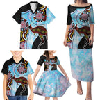 Australia Opal Family Matching Puletasi and Hawaiian Shirt Aussie Kangaroo Aboriginal Art