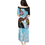 Australia Opal Family Matching Puletasi and Hawaiian Shirt Aussie Kangaroo Aboriginal Art