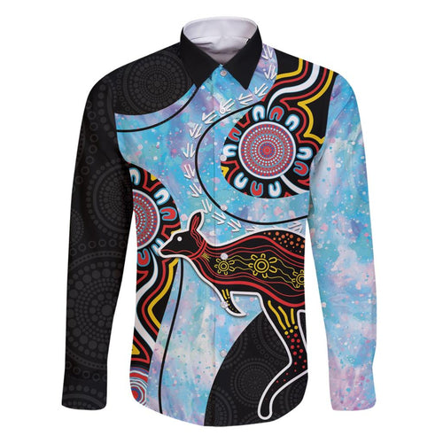 Australia Opal Family Matching Short Sleeve Bodycon Dress and Hawaiian Shirt Aussie Kangaroo Aboriginal Art
