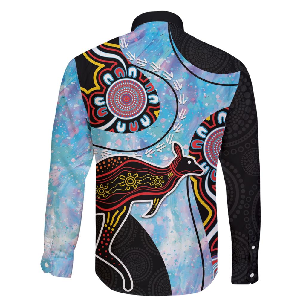 Australia Opal Family Matching Short Sleeve Bodycon Dress and Hawaiian Shirt Aussie Kangaroo Aboriginal Art