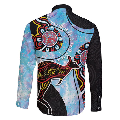 Australia Opal Family Matching Short Sleeve Bodycon Dress and Hawaiian Shirt Aussie Kangaroo Aboriginal Art
