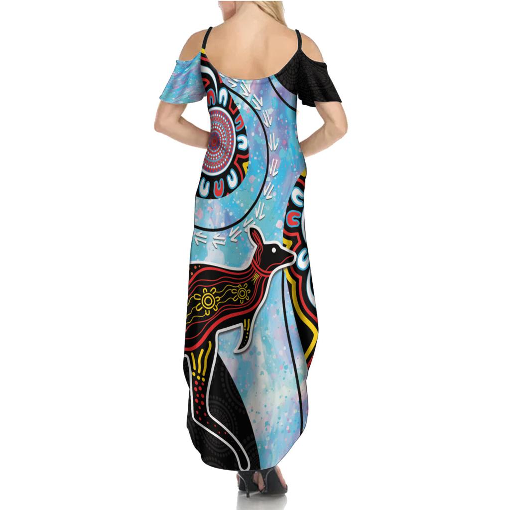 Australia Opal Family Matching Summer Maxi Dress and Hawaiian Shirt Aussie Kangaroo Aboriginal Art
