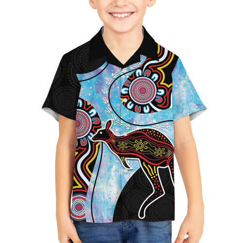 Australia Opal Family Matching Summer Maxi Dress and Hawaiian Shirt Aussie Kangaroo Aboriginal Art