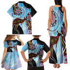 Australia Opal Family Matching Tank Maxi Dress and Hawaiian Shirt Aussie Kangaroo Aboriginal Art
