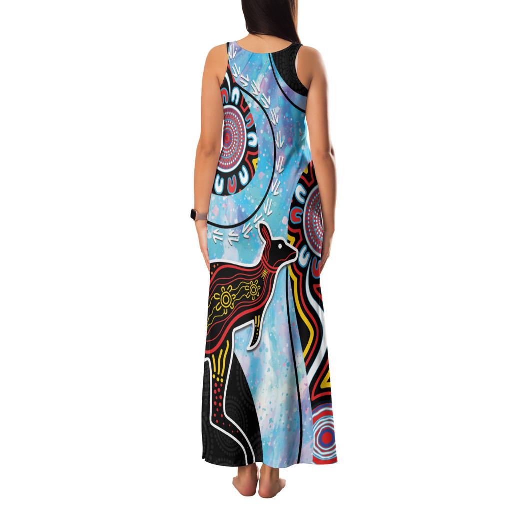 Australia Opal Family Matching Tank Maxi Dress and Hawaiian Shirt Aussie Kangaroo Aboriginal Art