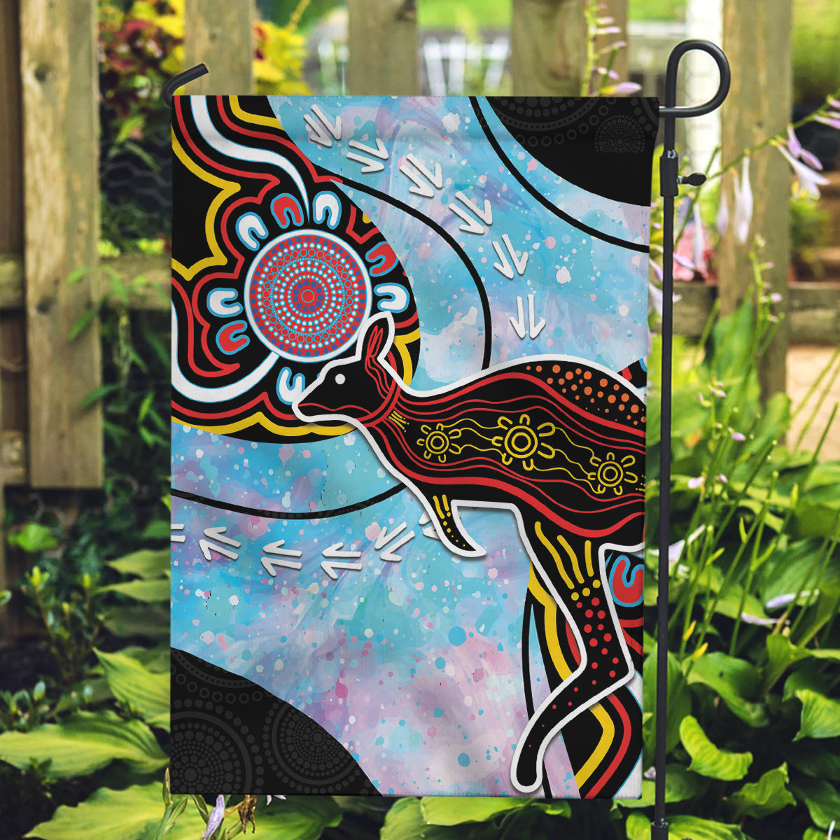Australia Opal Garden Flag Aussie Kangaroo Aboriginal Art