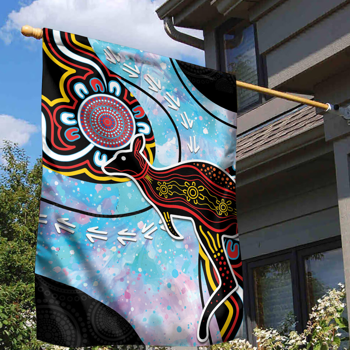 Australia Opal Garden Flag Aussie Kangaroo Aboriginal Art