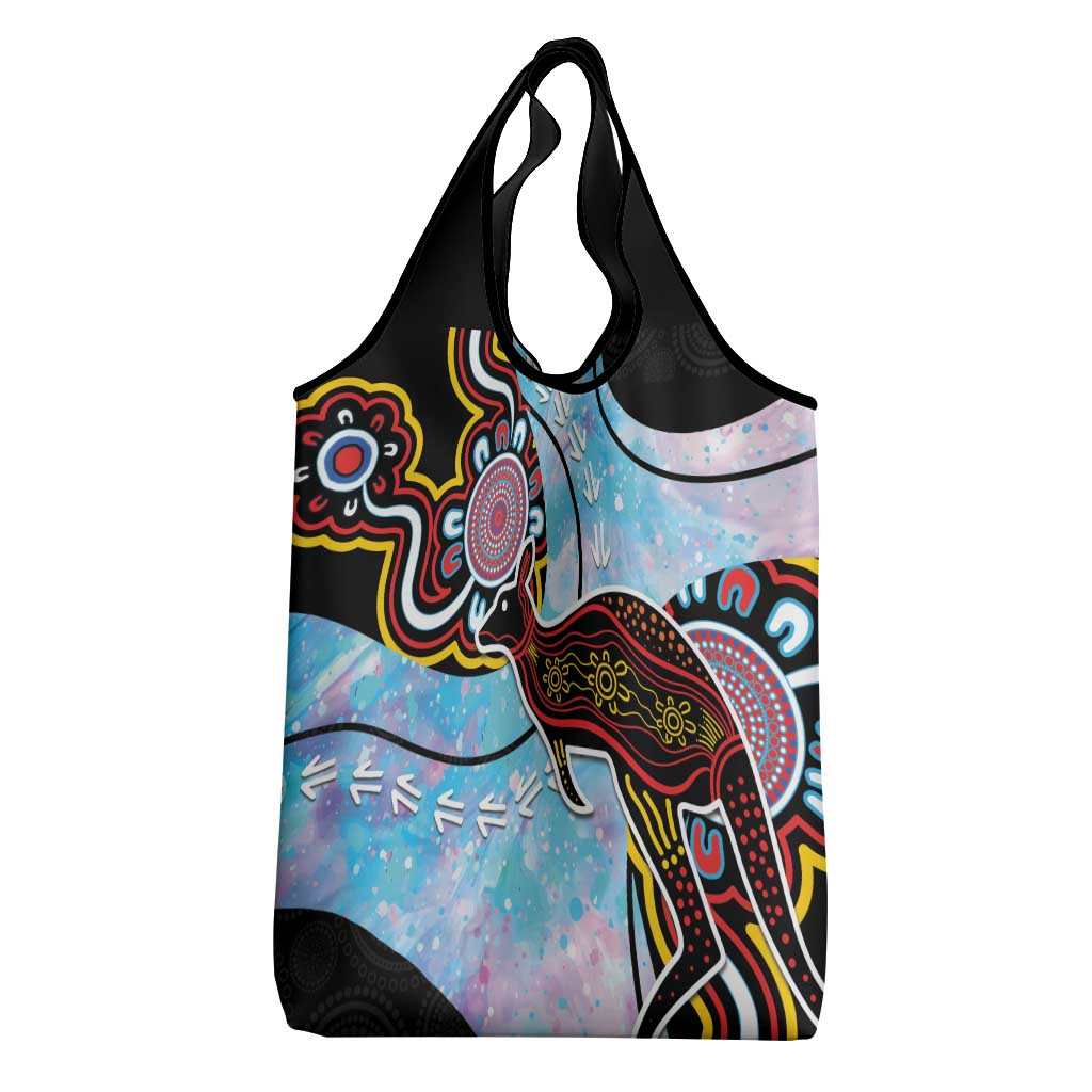 Australia Opal Grocery Bag Aussie Kangaroo Aboriginal Art