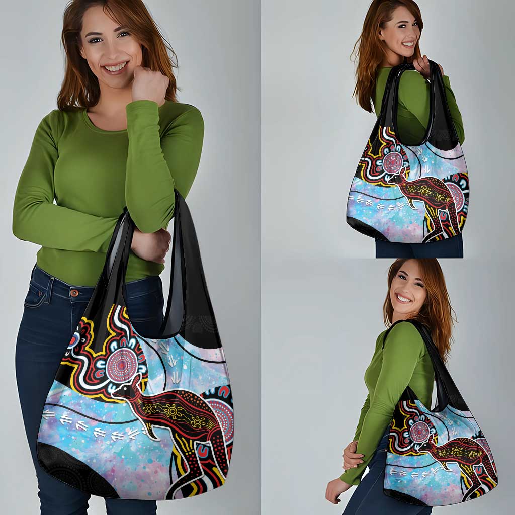 Australia Opal Grocery Bag Aussie Kangaroo Aboriginal Art