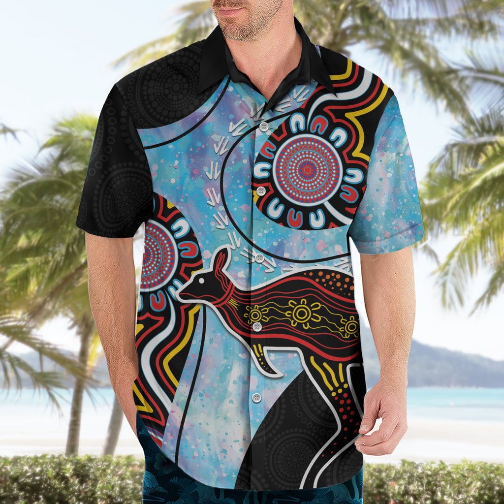 Australia Opal Hawaiian Shirt Aussie Kangaroo Aboriginal Art