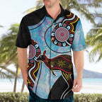 Australia Opal Hawaiian Shirt Aussie Kangaroo Aboriginal Art