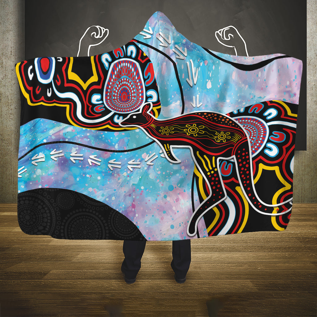 Australia Opal Hooded Blanket Aussie Kangaroo Aboriginal Art