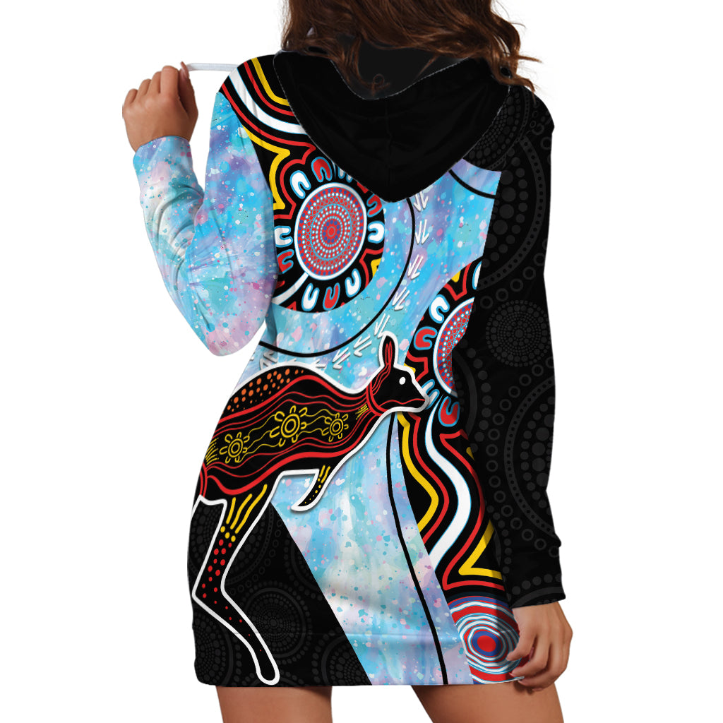 Australia Opal Hoodie Dress Aussie Kangaroo Aboriginal Art