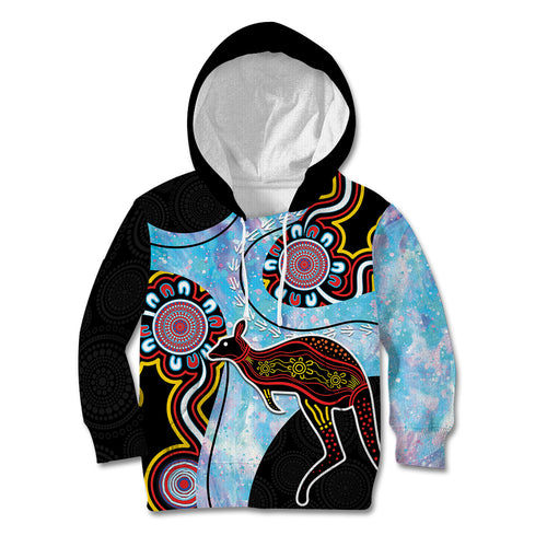 Australia Opal Kid Hoodie Aussie Kangaroo Aboriginal Art