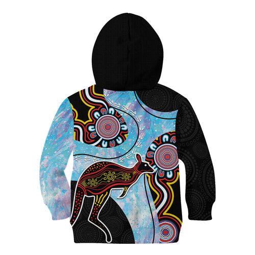 Australia Opal Kid Hoodie Aussie Kangaroo Aboriginal Art