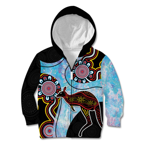 Australia Opal Kid Hoodie Aussie Kangaroo Aboriginal Art