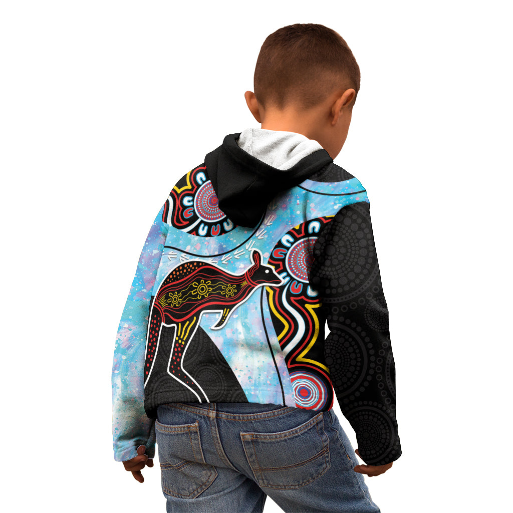 Australia Opal Kid Hoodie Aussie Kangaroo Aboriginal Art