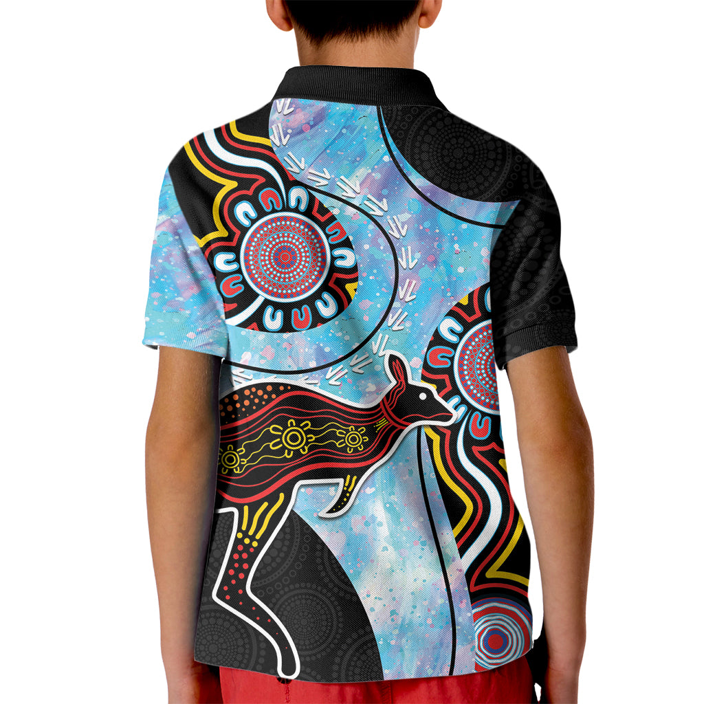 Australia Opal Kid Polo Shirt Aussie Kangaroo Aboriginal Art