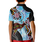 Australia Opal Kid Polo Shirt Aussie Kangaroo Aboriginal Art