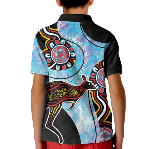 Australia Opal Kid Polo Shirt Aussie Kangaroo Aboriginal Art