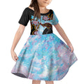 Australia Opal Kid Short Sleeve Dress Aussie Kangaroo Aboriginal Art