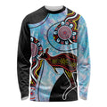 Australia Opal Long Sleeve Shirt Aussie Kangaroo Aboriginal Art