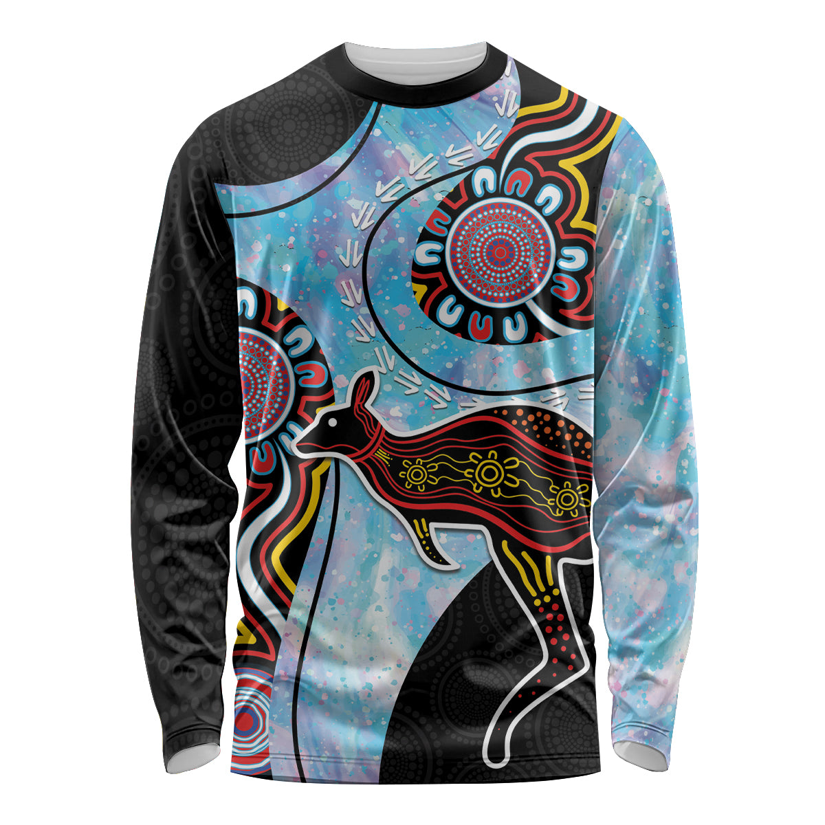 Australia Opal Long Sleeve Shirt Aussie Kangaroo Aboriginal Art