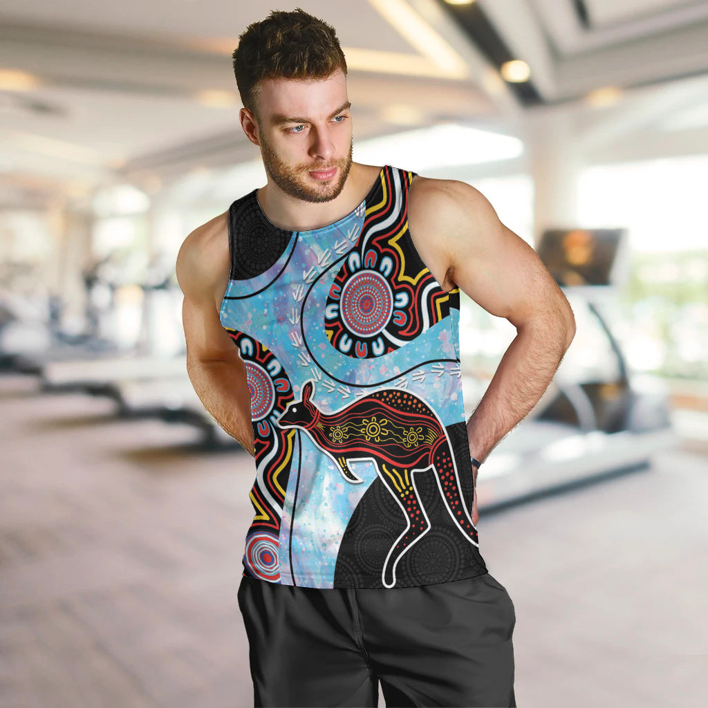 Australia Opal Men Tank Top Aussie Kangaroo Aboriginal Art