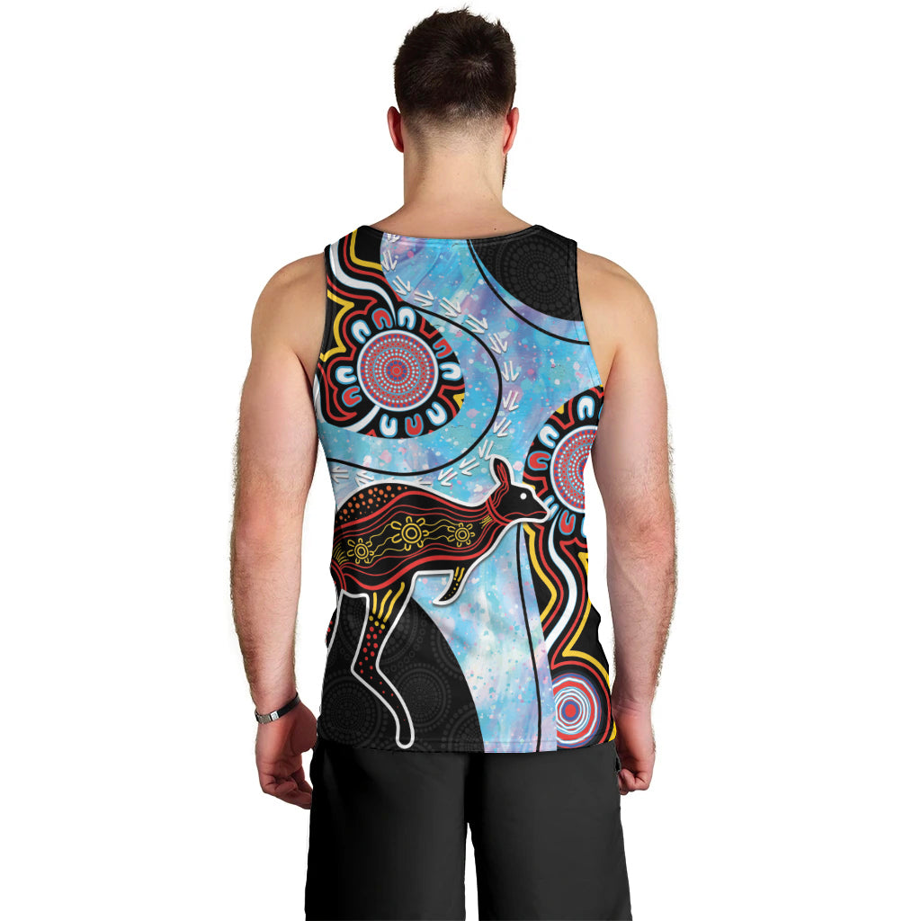 Australia Opal Men Tank Top Aussie Kangaroo Aboriginal Art