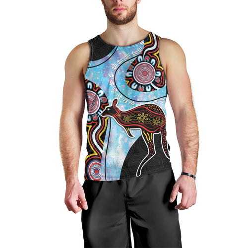 Australia Opal Men Tank Top Aussie Kangaroo Aboriginal Art