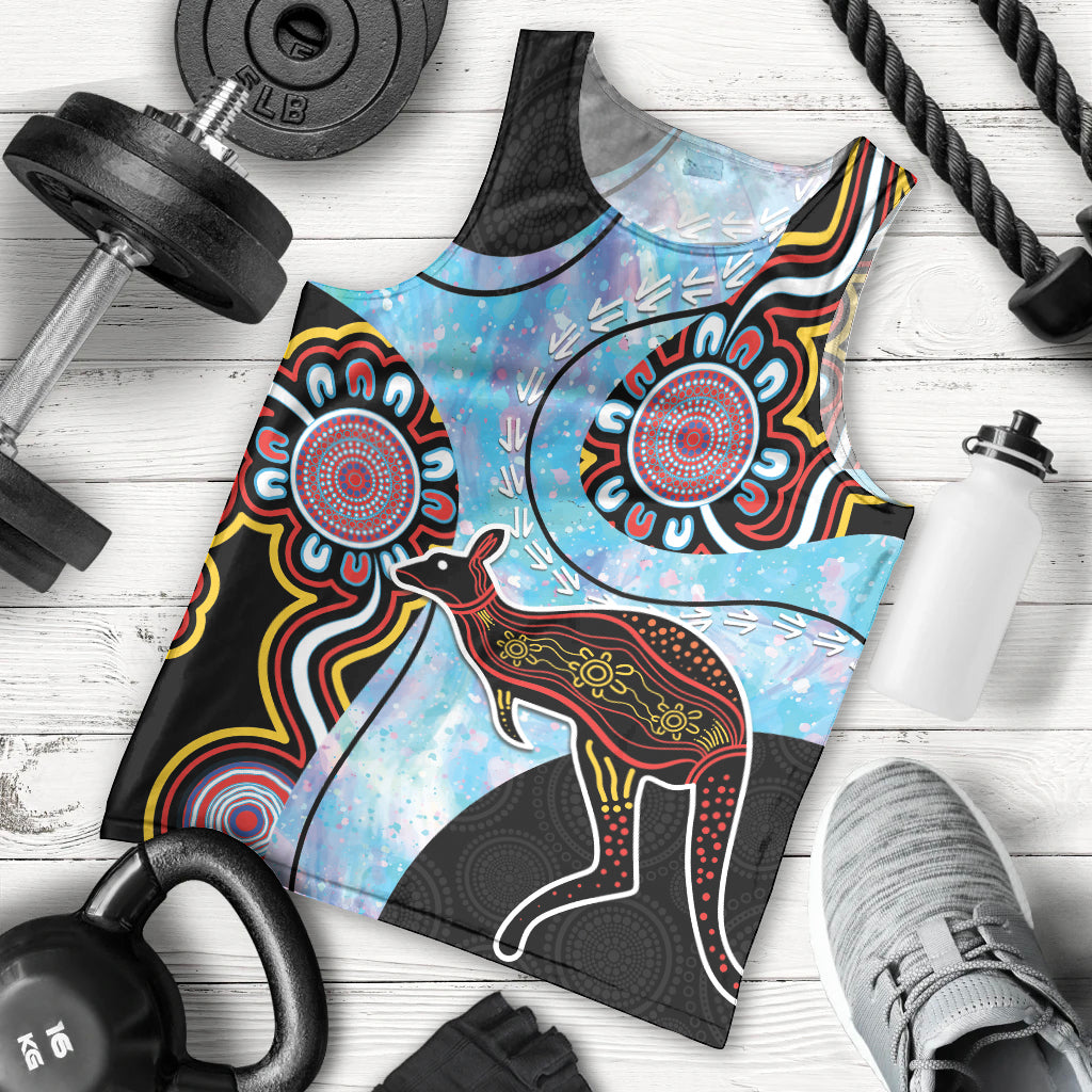 Australia Opal Men Tank Top Aussie Kangaroo Aboriginal Art