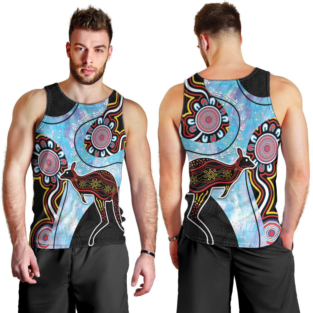 Australia Opal Men Tank Top Aussie Kangaroo Aboriginal Art